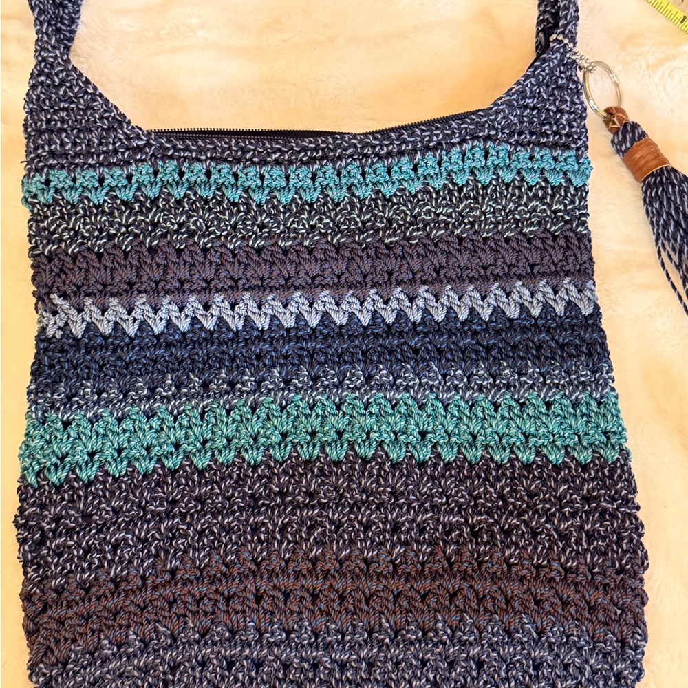 The Sak Women’s Crossbody Shoulder Bag Multiple Blue Hues Classic Crochet style